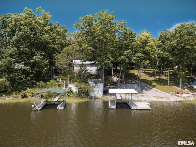2560 Egyptian Hills Dr, Creal Springs, IL 62922 - dock area with boat lift and a water view