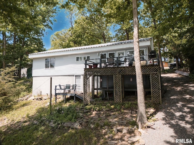 2560 Egyptian Hills Dr, Creal Springs, IL 62922 - rear view of property with a deck and metal roof