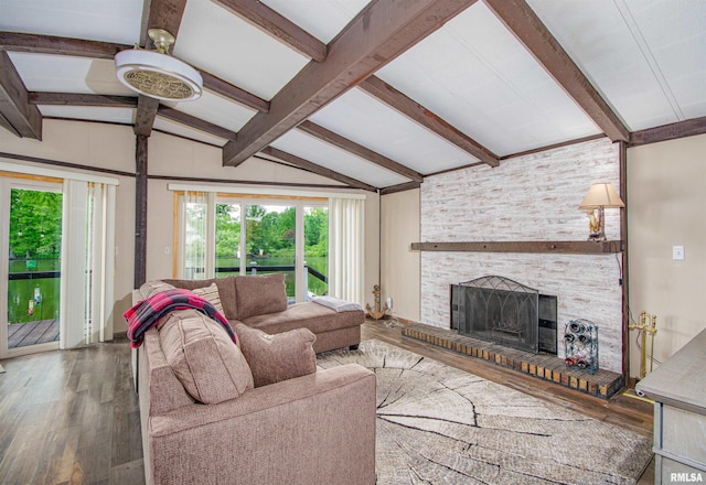 631 Community Beach Rd, Centralia, IL 62801 - living room with wood finished floors and a fireplace