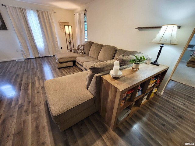 214 W 12th St, Flora, IL 62839 - living area with dark wood finished floors and baseboards