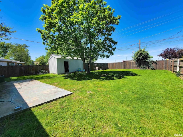 214 W 12th St, Flora, IL 62839 - view of yard featuring a patio, an outdoor structure, and a storage shed