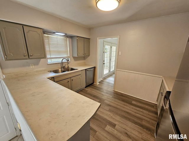 2 Parker Dr, Mount Vernon, IL 62864 - kitchen with a sink, dishwasher, gray cabinets, and plenty of natural light