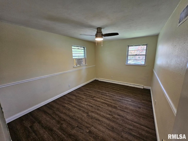 2 Parker Dr, Mount Vernon, IL 62864 - empty room with a baseboard radiator, wood finished floors, baseboards, and ceiling fan
