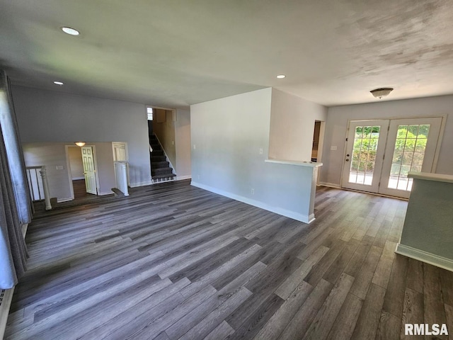 2 Parker Dr, Mount Vernon, IL 62864 - unfurnished living room with wood finished floors, stairs, baseboards, and recessed lighting