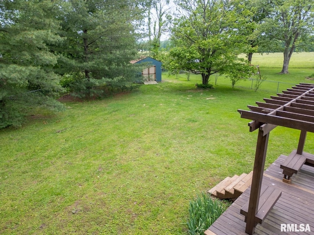 1021 Meadowlark Dr, Carterville, IL 62918 - view of grassy yard with a wooden deck