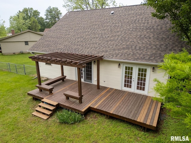 1021 Meadowlark Dr, Carterville, IL 62918 - wooden terrace featuring a pergola and french doors