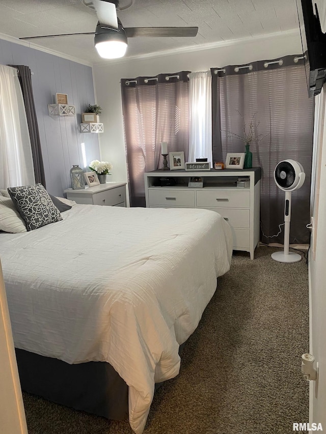 717 E Main St, Benton, IL 62812 - carpeted bedroom with crown molding and ceiling fan
