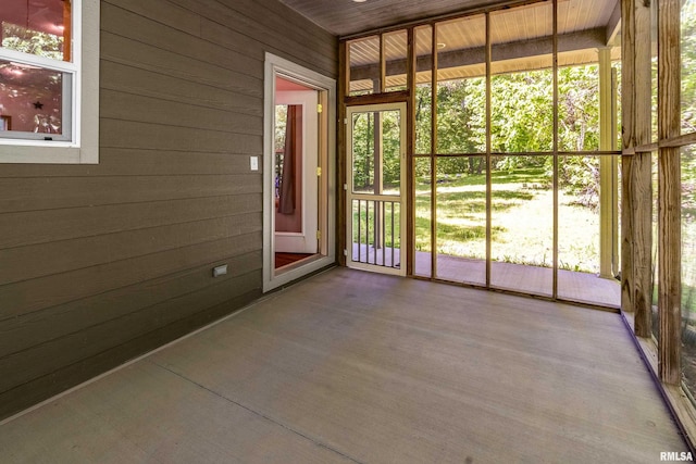 view of unfurnished sunroom
