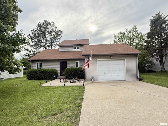 1144 S Morningside Dr, Carbondale, IL 62901 - view of front of house featuring concrete driveway, a garage, a front lawn, and a shingled roof
