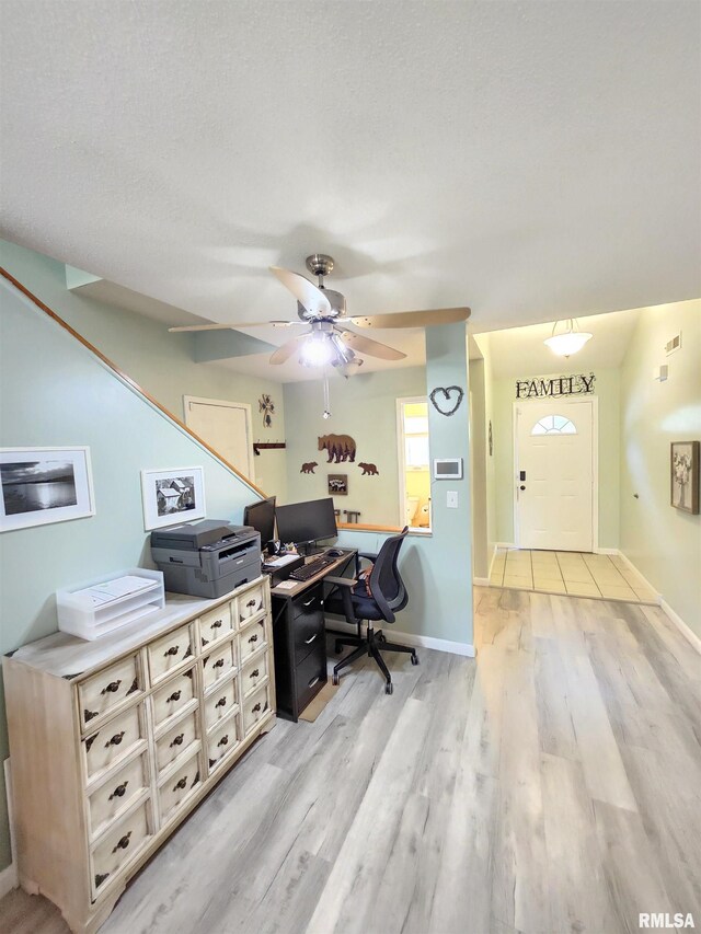 1144 S Morningside Dr, Carbondale, IL 62901 - office featuring light wood finished floors, ceiling fan, and baseboards