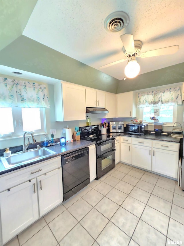 1144 S Morningside Dr, Carbondale, IL 62901 - kitchen featuring black appliances, a sink, and white cabinetry