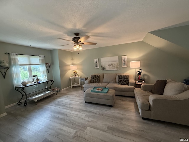 1144 S Morningside Dr, Carbondale, IL 62901 - living area featuring ceiling fan, baseboards, wood finished floors, and a textured ceiling