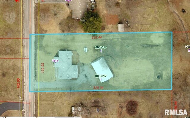 3614 S Hotze Rd, Salem, IL 62881 - map of property location with property boundaries highlighted