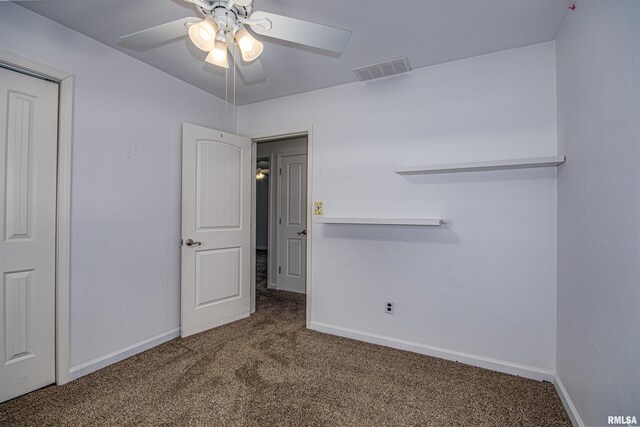 1103 W Boone St, Salem, IL 62881 - unfurnished bedroom featuring carpet floors, baseboards, and ceiling fan