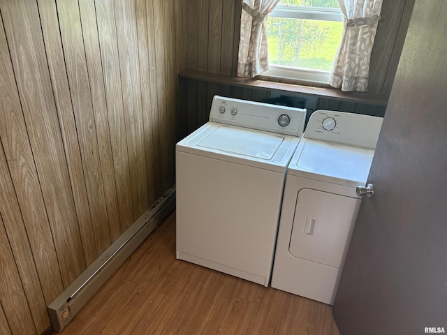 100 N 35th St, Herrin, IL 62948 - laundry room with washer and dryer, wood finished floors, and wood walls