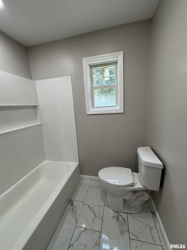 116 Lindsey Ave, Metropolis, IL 62960 - full bath featuring baseboards, toilet, a tub, and marble finish flooring