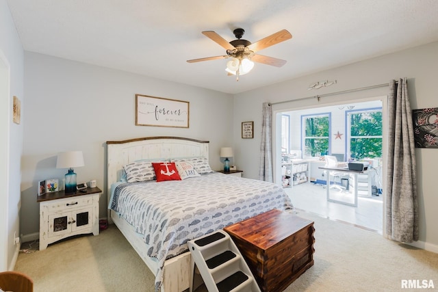 11782 Driftwood Dr, Marion, IL 62959 - bedroom with carpet flooring, access to outside, ceiling fan, and baseboards