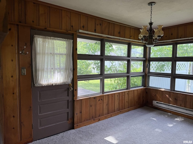 19 Park Ln, Centralia, IL 62801 - unfurnished sunroom with a chandelier and a baseboard radiator
