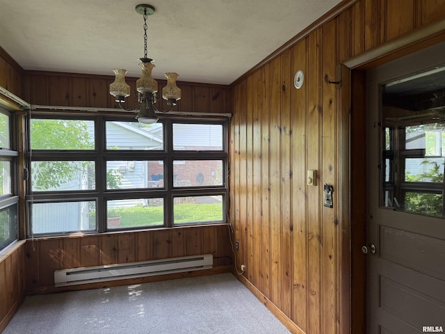 19 Park Ln, Centralia, IL 62801 - unfurnished sunroom with baseboard heating and a chandelier