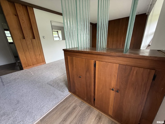 19 Park Ln, Centralia, IL 62801 - corridor with baseboards, light carpet, and light wood finished floors