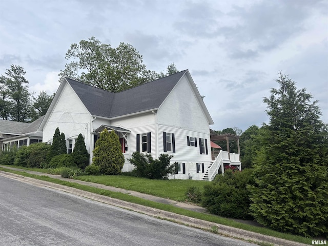 680 Stratton St, Chester, IL 62233 - view of home's exterior featuring stairs and a lawn