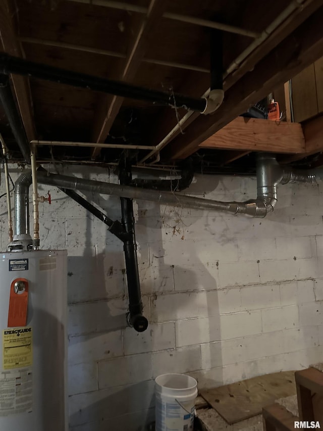 1480 Hemlock Rd, Duquoin, IL 62832 - unfinished below grade area featuring water heater