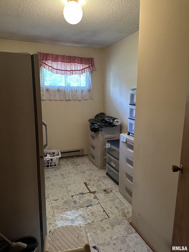 1480 Hemlock Rd, Duquoin, IL 62832 - bathroom featuring a textured ceiling and baseboard heating