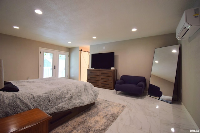 2704 Jamison Blvd, Mount Vernon, IL 62864 - bedroom featuring a wall unit AC, marble finish floors, recessed lighting, access to outside, and baseboards