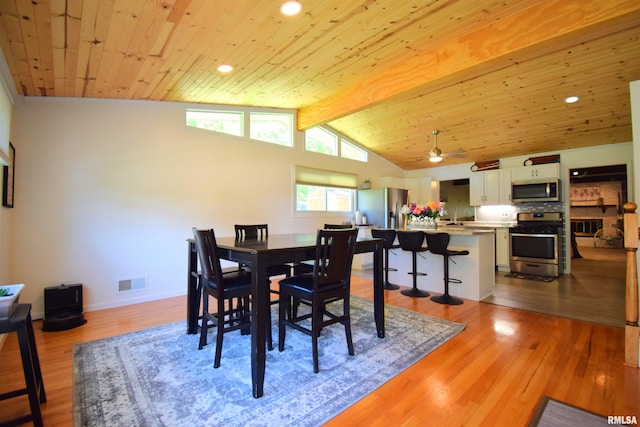 2704 Jamison Blvd, Mount Vernon, IL 62864 - dining area featuring a ceiling fan, light wood-style floors, recessed lighting, wooden ceiling, and baseboards