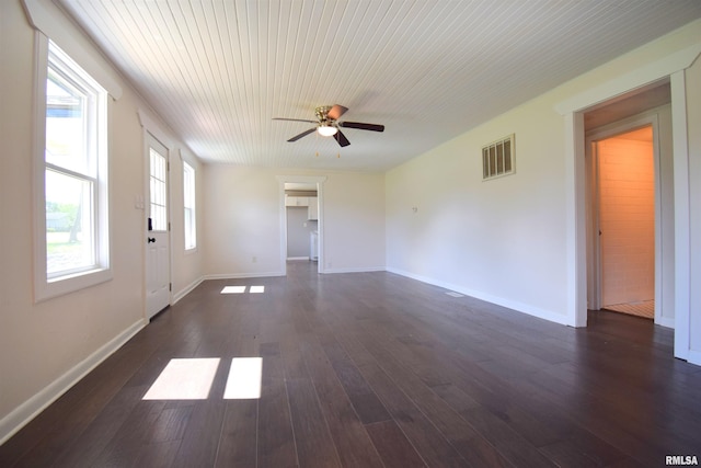 403 S Elm St, Ina, IL 62846 - spare room featuring a ceiling fan, dark wood-type flooring, and baseboards