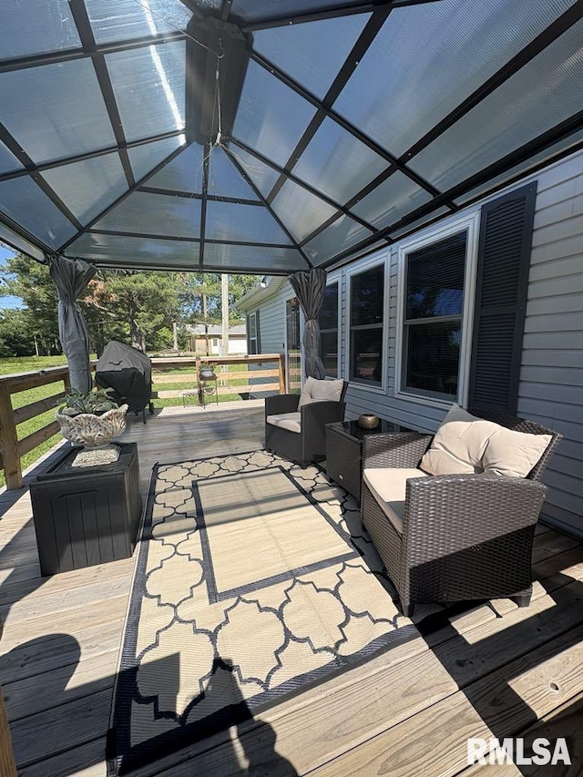 17227 Number 9 Blacktop Blacktop, West Frankfort, IL 62896 - deck featuring a gazebo, an outdoor living space, and a grill