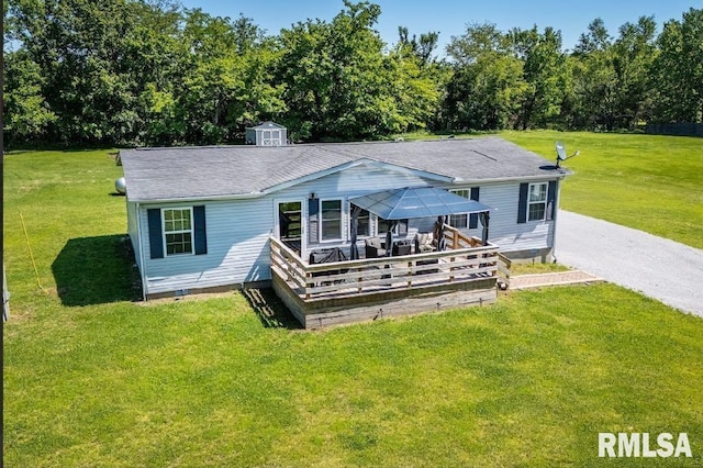 17227 Number 9 Blacktop Blacktop, West Frankfort, IL 62896 - back of house featuring a yard, a deck, a gazebo, crawl space, and roof with shingles