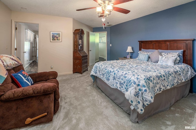 415 E Reichert Dr, Marion, IL 62959 - bedroom with carpet floors, a textured ceiling, baseboards, and ceiling fan