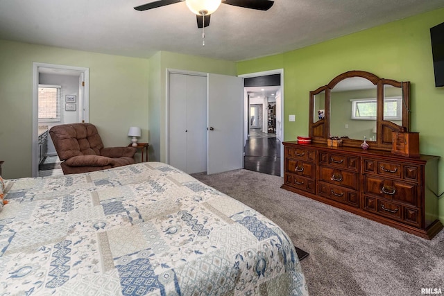 415 E Reichert Dr, Marion, IL 62959 - bedroom featuring carpet, ceiling fan, and a closet