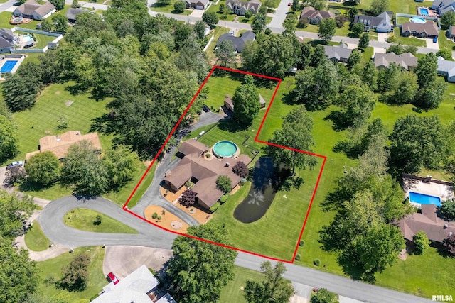 415 E Reichert Dr, Marion, IL 62959 - aerial perspective of suburban area featuring a pool area and property boundaries highlighted