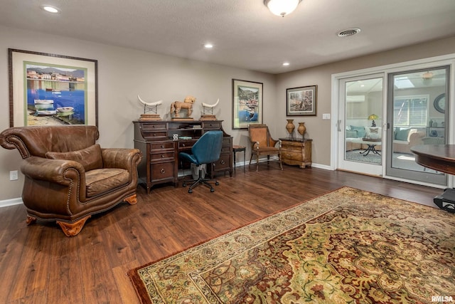 1302 Collins Ln, Marion, IL 62959 - office space with dark wood-style floors, recessed lighting, and baseboards