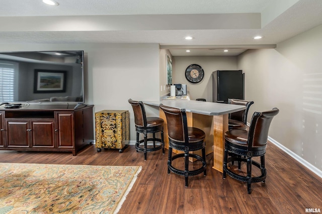 1302 Collins Ln, Marion, IL 62959 - indoor dry bar featuring dark wood-style flooring, baseboards, and recessed lighting