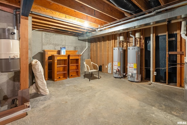 1302 Collins Ln, Marion, IL 62959 - unfinished basement featuring water heater and a central vacuum unit
