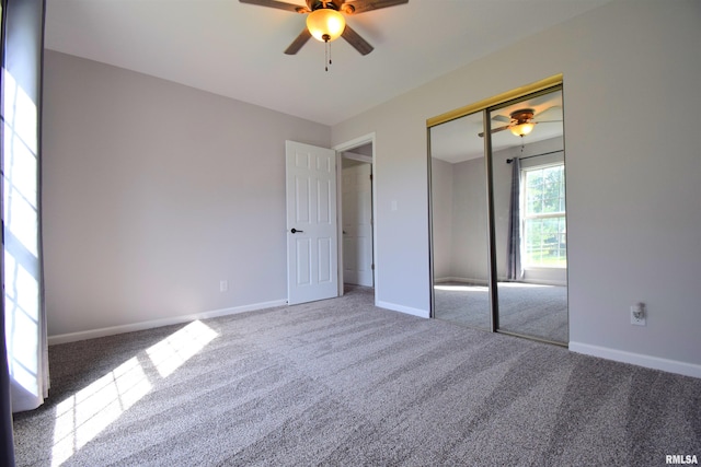 3100 Mulberry Ave, Mount Vernon, IL 62864 - unfurnished bedroom featuring carpet floors, baseboards, a closet, and ceiling fan