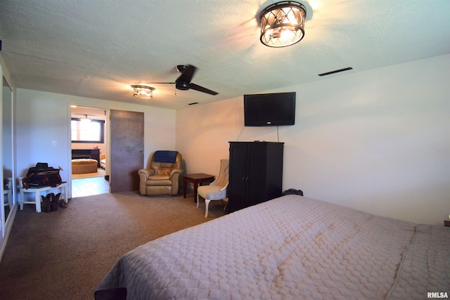3100 Mulberry Ave, Mount Vernon, IL 62864 - bedroom featuring carpet, a textured ceiling, and ceiling fan
