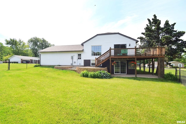 3100 Mulberry Ave, Mount Vernon, IL 62864 - rear view of property with a deck, stairway, and a detached garage