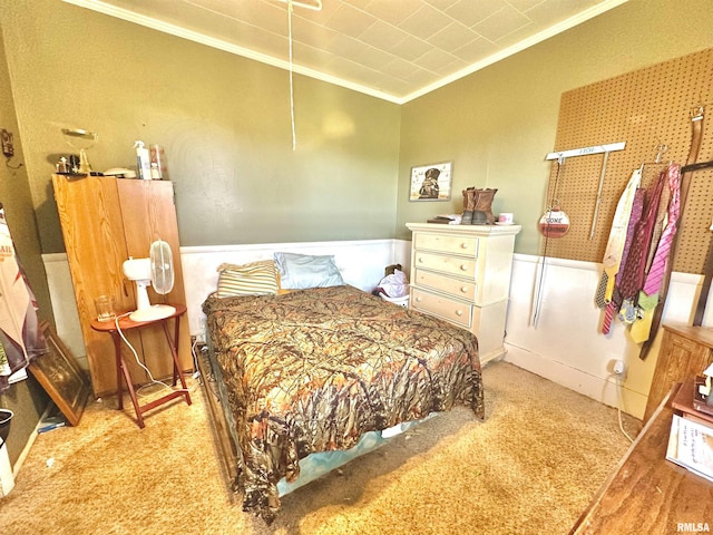 1105 N Maple St, Carterville, IL 62918 - carpeted bedroom with crown molding and wainscoting
