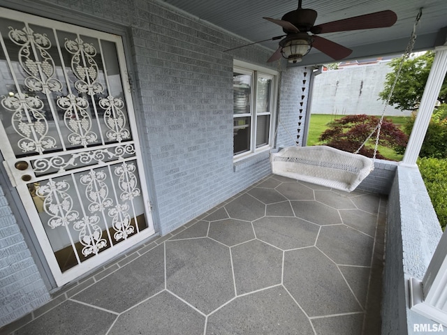 112 W Main St, Mcleansboro, IL 62859 - covered porch with a ceiling fan