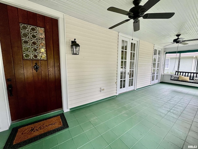 212 E 3rd St, Metropolis, IL 62960 - entrance to property featuring french doors and a ceiling fan