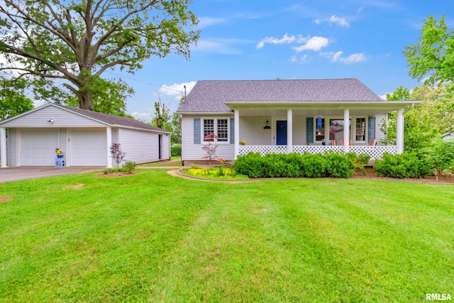 1300 S Duncan St, Marion, IL 62959 - view of front facade featuring a porch, a detached garage, an outdoor structure, and a front yard