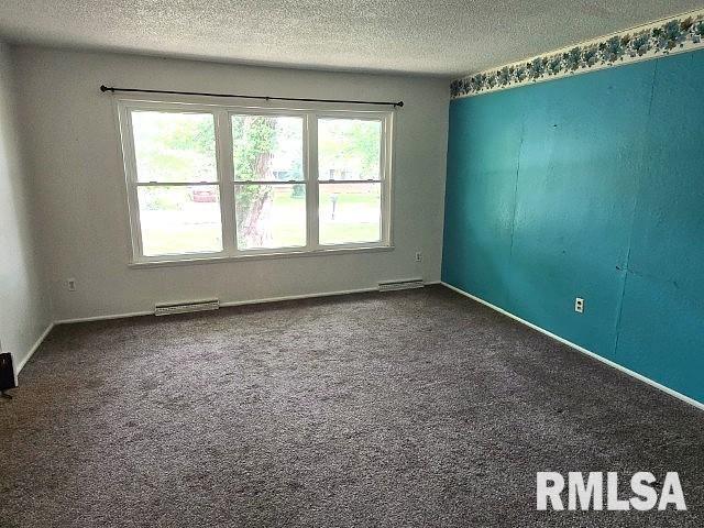 415 Marteeny St, Mount Vernon, IL 62864 - empty room featuring dark carpet, a textured ceiling, and baseboards