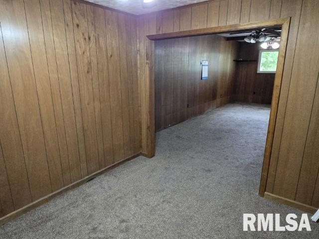 415 Marteeny St, Mount Vernon, IL 62864 - spare room featuring carpet flooring and wooden walls