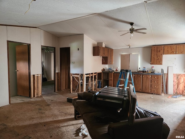 1124 Gary Ave, Centralia, IL 62801 - living area with vaulted ceiling and a ceiling fan