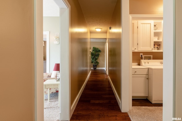 213 Texas Ave, Carterville, IL 62918 - hall with washer / dryer and dark wood finished floors