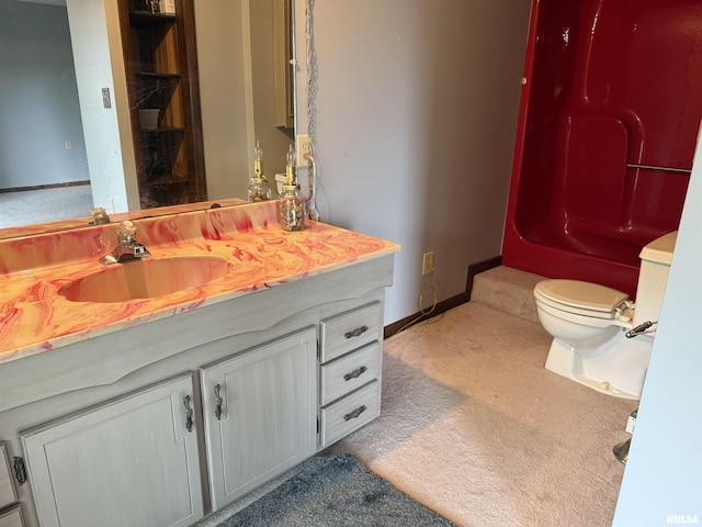 15 Dunn Ln, Goreville, IL 62939 - full bathroom with vanity, toilet, baseboards, and a shower